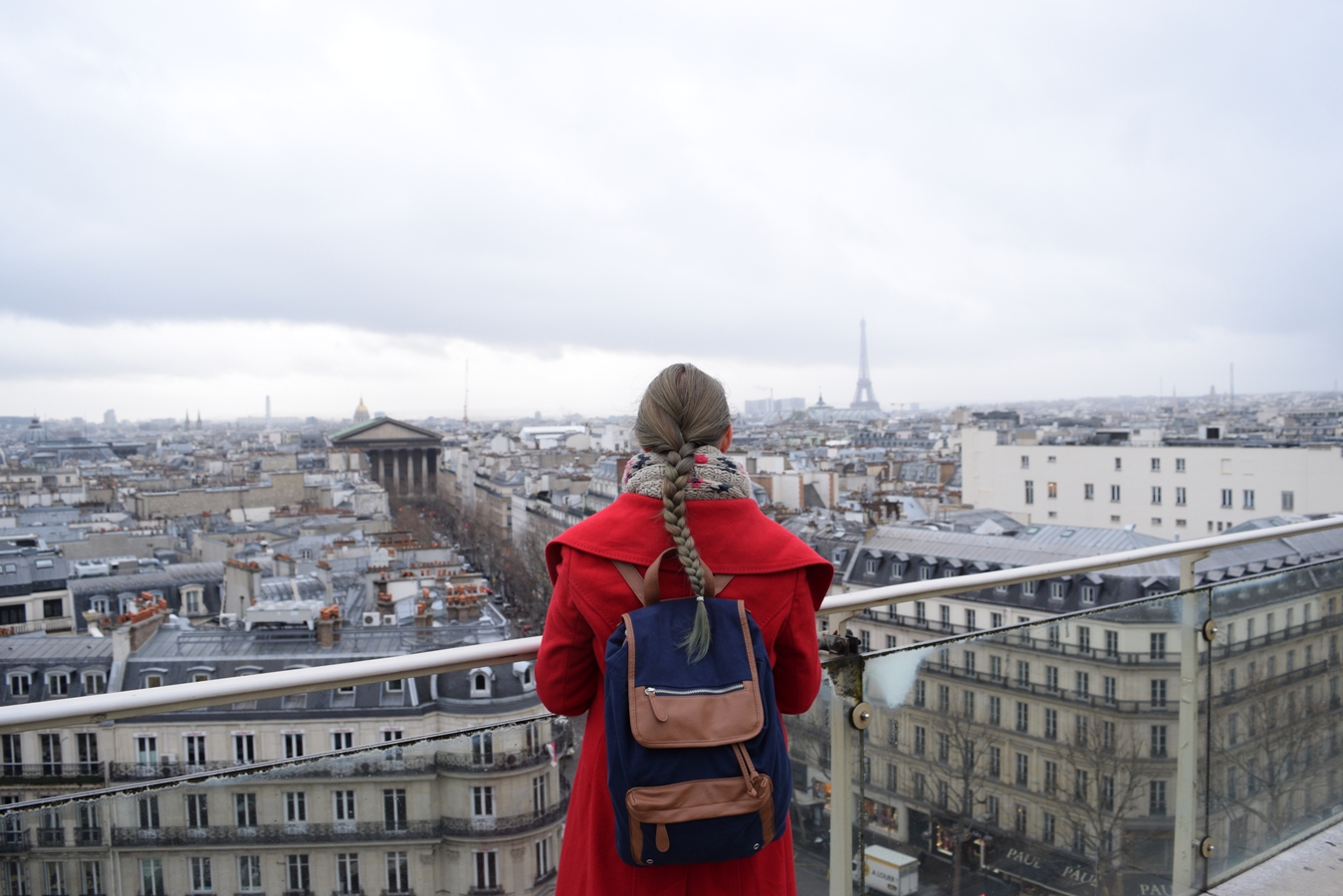 View of Paris with Eiffel Tower from The Rooftop at the Galeries